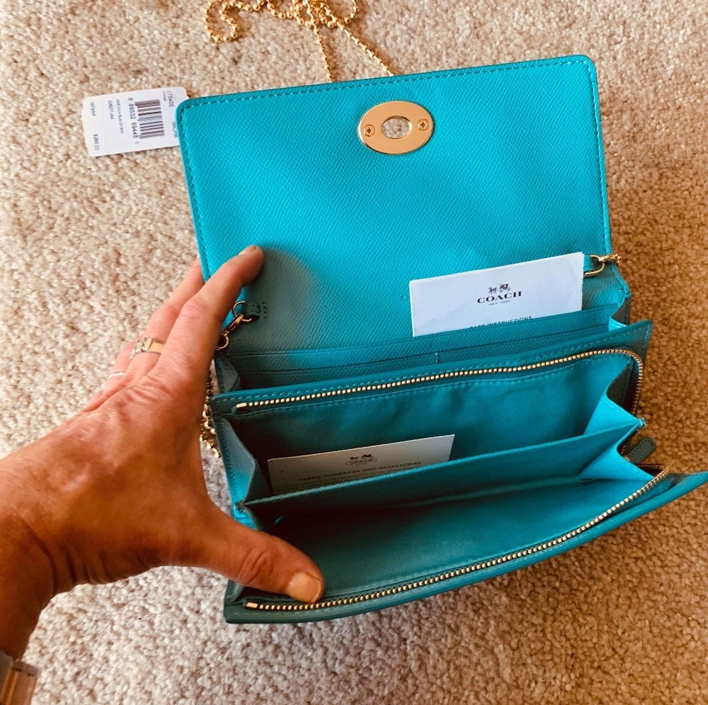 Brand New Blue Coach Clutch